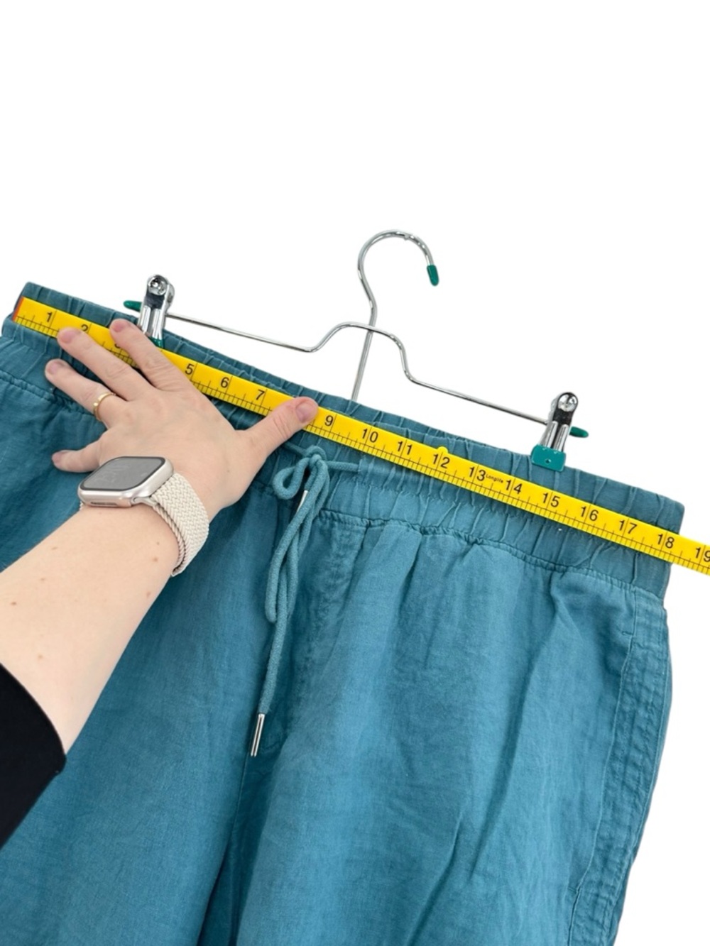 Quince 100% European Linen Wide Leg Pant Mineral Blue Teal XL Drawstring Coastal - Picture 12 of 12